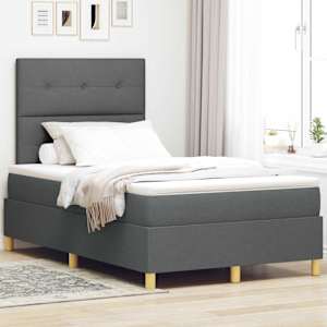 Postel s boxspringem s čelo Tmavě šedá 120 x 200 cm textil - obrázek 1