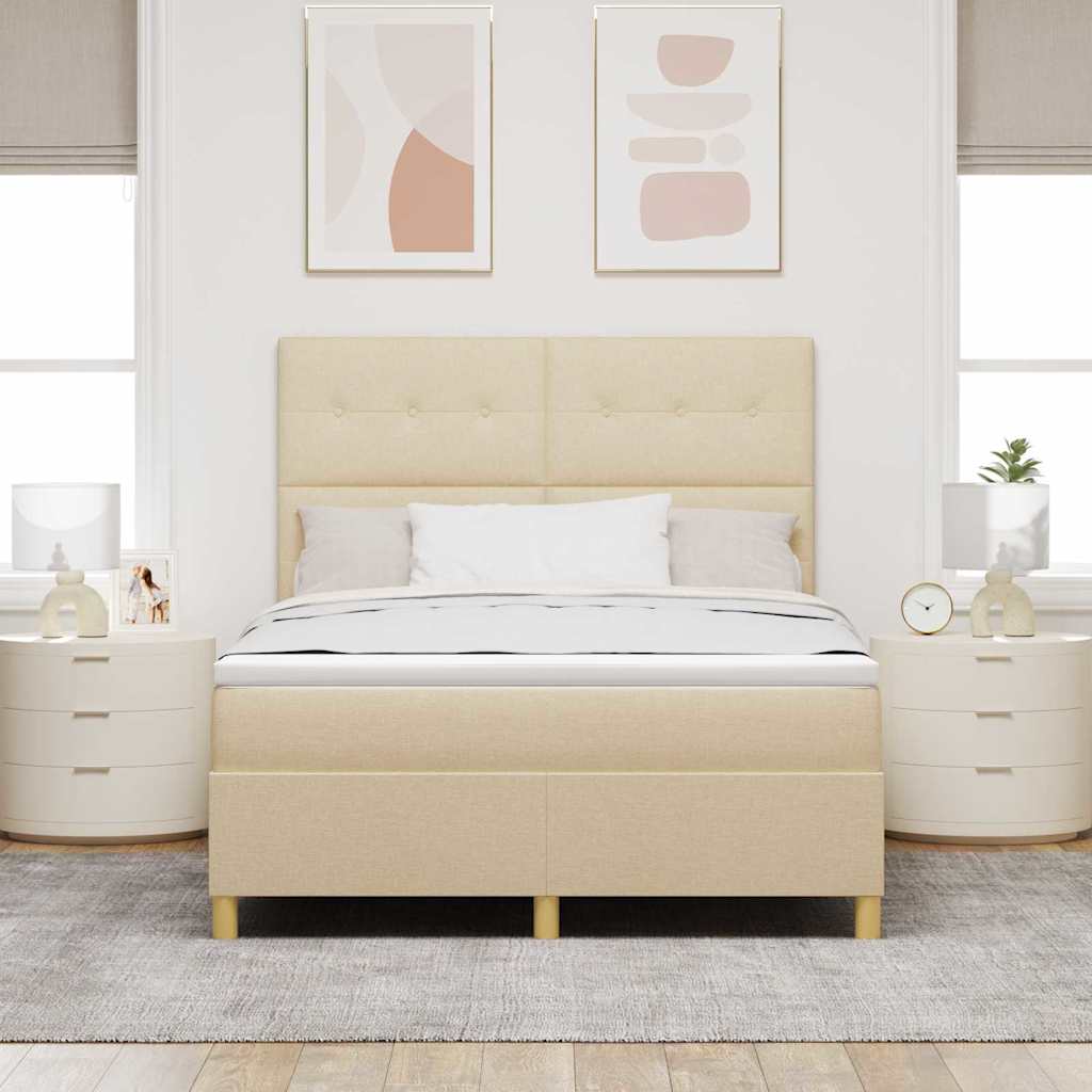 Postel s boxspringem s matrací Krémová 140 x 190 cm textil 3339621