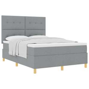 Postel s boxspringem s čelo Světle šedá 140 x 200 cm textil - obrázek 2