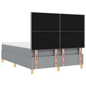 Postel s boxspringem s čelo Světle šedá 140 x 200 cm textil - obrázek 9