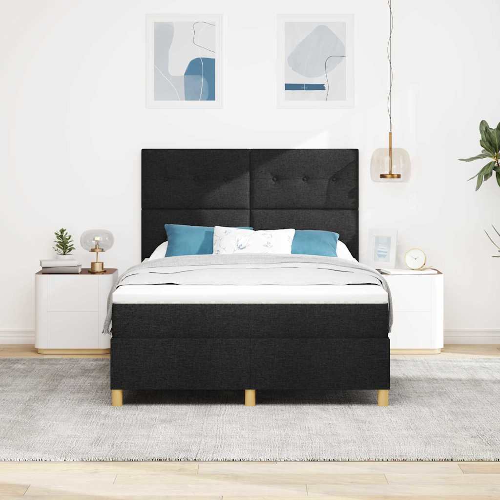 Postel s boxspringem s matrací s čelo Černá 160 x 200 cm textil - obrázek 3
