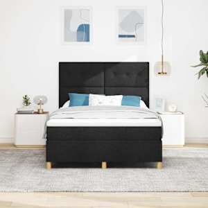 Postel s boxspringem s matrací s čelo Černá 160 x 200 cm textil - obrázek 3