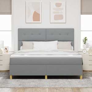 Postel s boxspringem s matrací Světle šedá 180 x 200 cm textil - obrázek 3