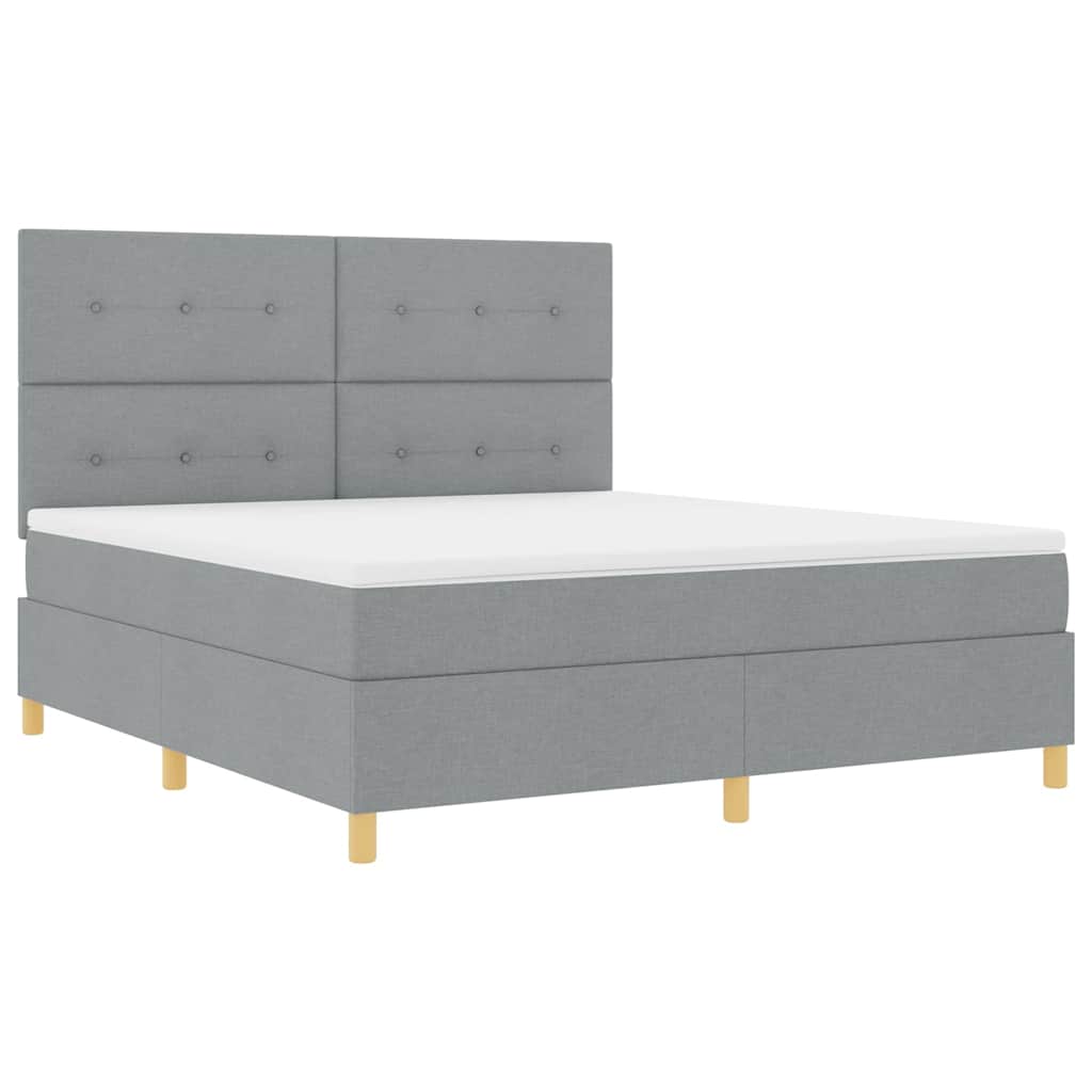 Postel s boxspringem s matrací Světle šedá 180 x 200 cm textil - obrázek 5
