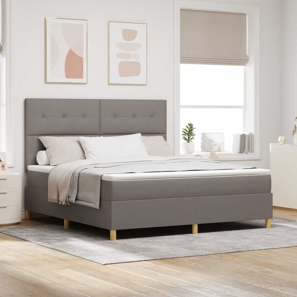 Postel s boxspringem s matrací s čelo Taupe 180 x 200 cm textil