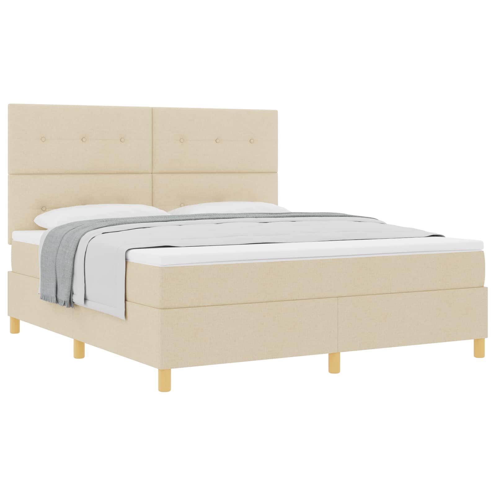 Thumbnail - vidaXL Boxspringbett mit Matratze Creme 180 x 200 cm Stoff
