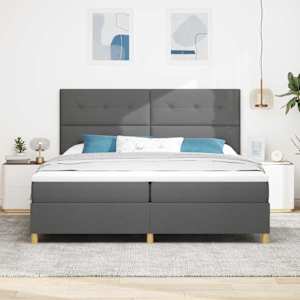Postel s boxspringem s čelo Tmavě šedá 200 x 200 cm textil - obrázek 3