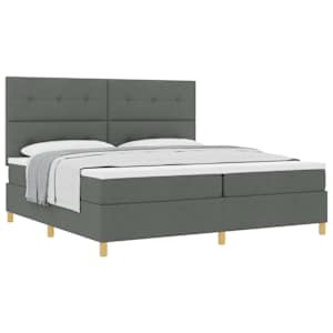 Postel s boxspringem s čelo Tmavě šedá 200 x 200 cm textil - obrázek 2
