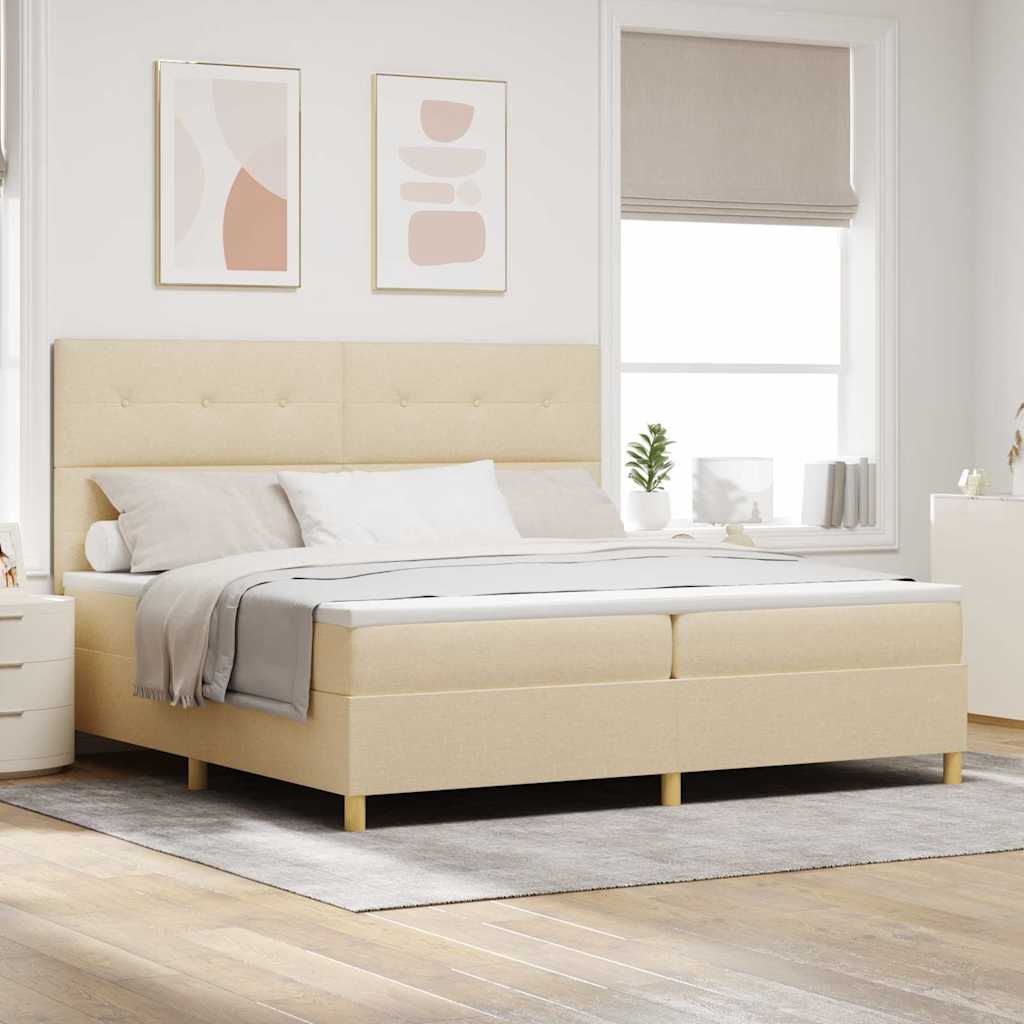 Postel s boxspringem s matrací Krémová 200 x 200 cm textil