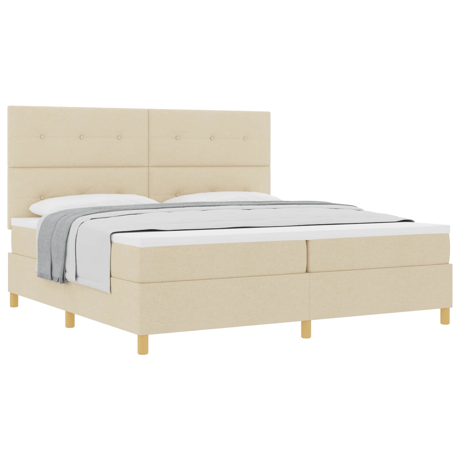 Postel s boxspringem s matrací Krémová 200 x 200 cm textil - obrázek 2
