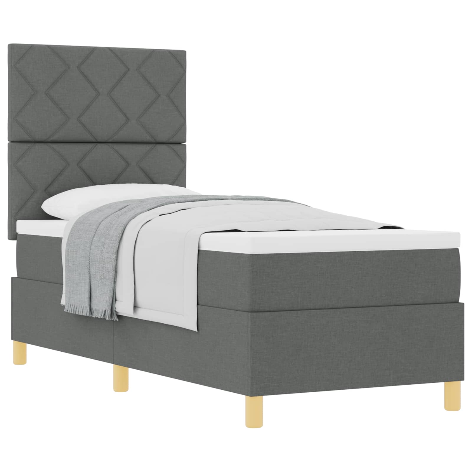 vidaXL Boxspringbed met hoofdeinde Donkergrijs 80 x 200 cm Stof grijs, foto 3