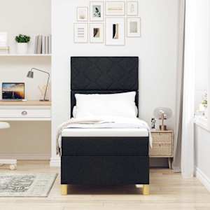 Postel s boxspringem s matrací s čelo Černá 80 x 200 cm textil - obrázek 3