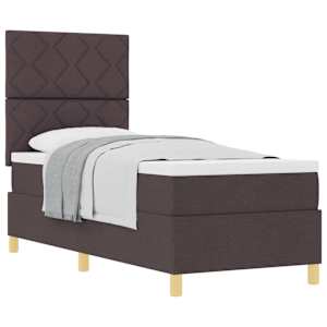Postel s boxspringem s čelo Tmavě hnědá 80 x 200 cm textil - obrázek 2