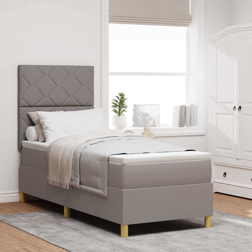 Cama con Base con colchón Taupe 80x200 cm Tela