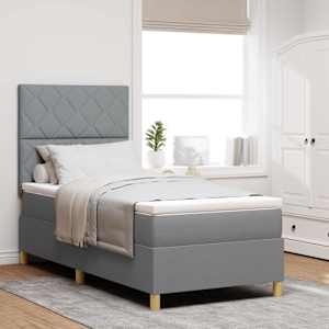 Postel s boxspringem s čelo Světle šedá 90 x 190 cm textil - obrázek 1