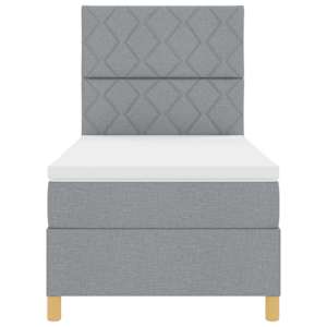Postel s boxspringem s čelo Světle šedá 90 x 190 cm textil - obrázek 7