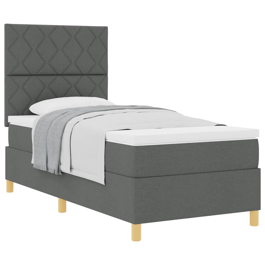 Thumbnail - vidaXL Boxspringbett mit Kopfteil Dunkelgrau 90 x 190 cm Stoff