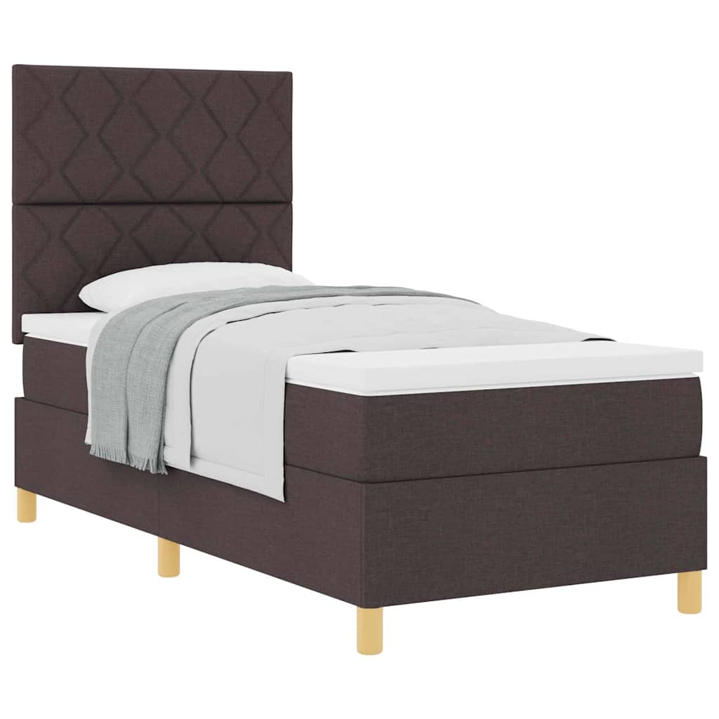 Thumbnail - vidaXL Boxspringbett mit Kopfteil Dunkelbraun 90 x 190 cm Stoff