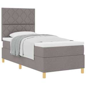 Postel s boxspringem s matrací s čelo Taupe 90 x 190 cm textil - obrázek 2
