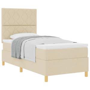 Postel s boxspringem s čelo Krémová 90 x 190 cm textil - obrázek 2
