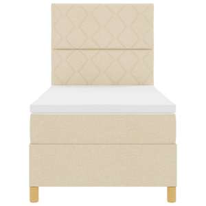 Postel s boxspringem s čelo Krémová 90 x 190 cm textil - obrázek 7