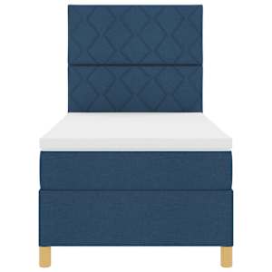 Postel s boxspringem s čelo Modrá 90 x 190 cm textil - obrázek 7
