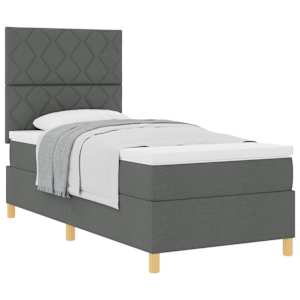 Postel s boxspringem s čelo Tmavě šedá 100 x 200 cm textil - obrázek 2