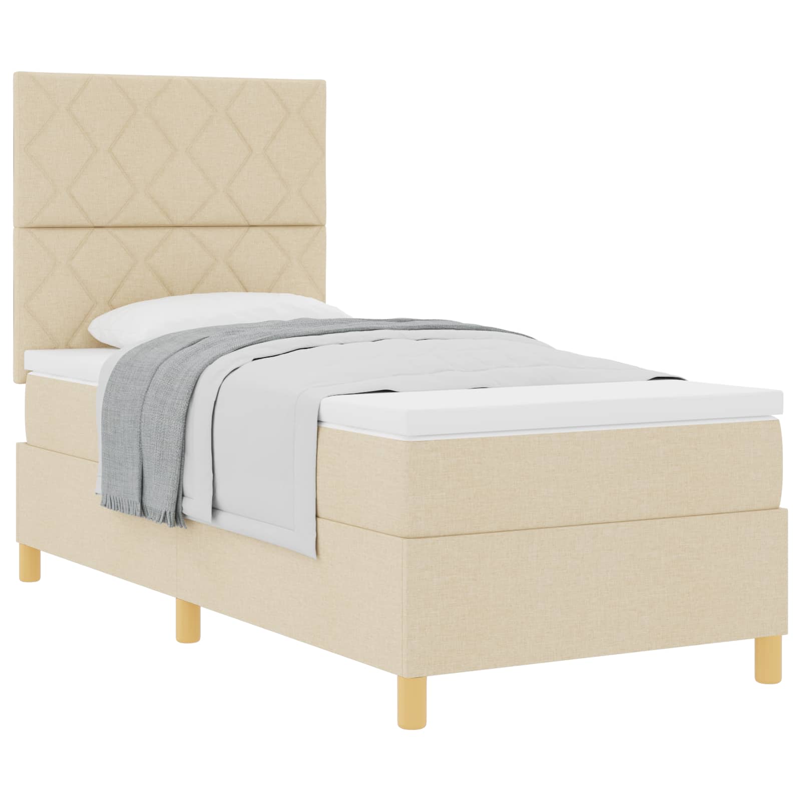 Thumbnail - vidaXL Boxspringbett mit Matratze Creme 100 x 200 cm Stoff
