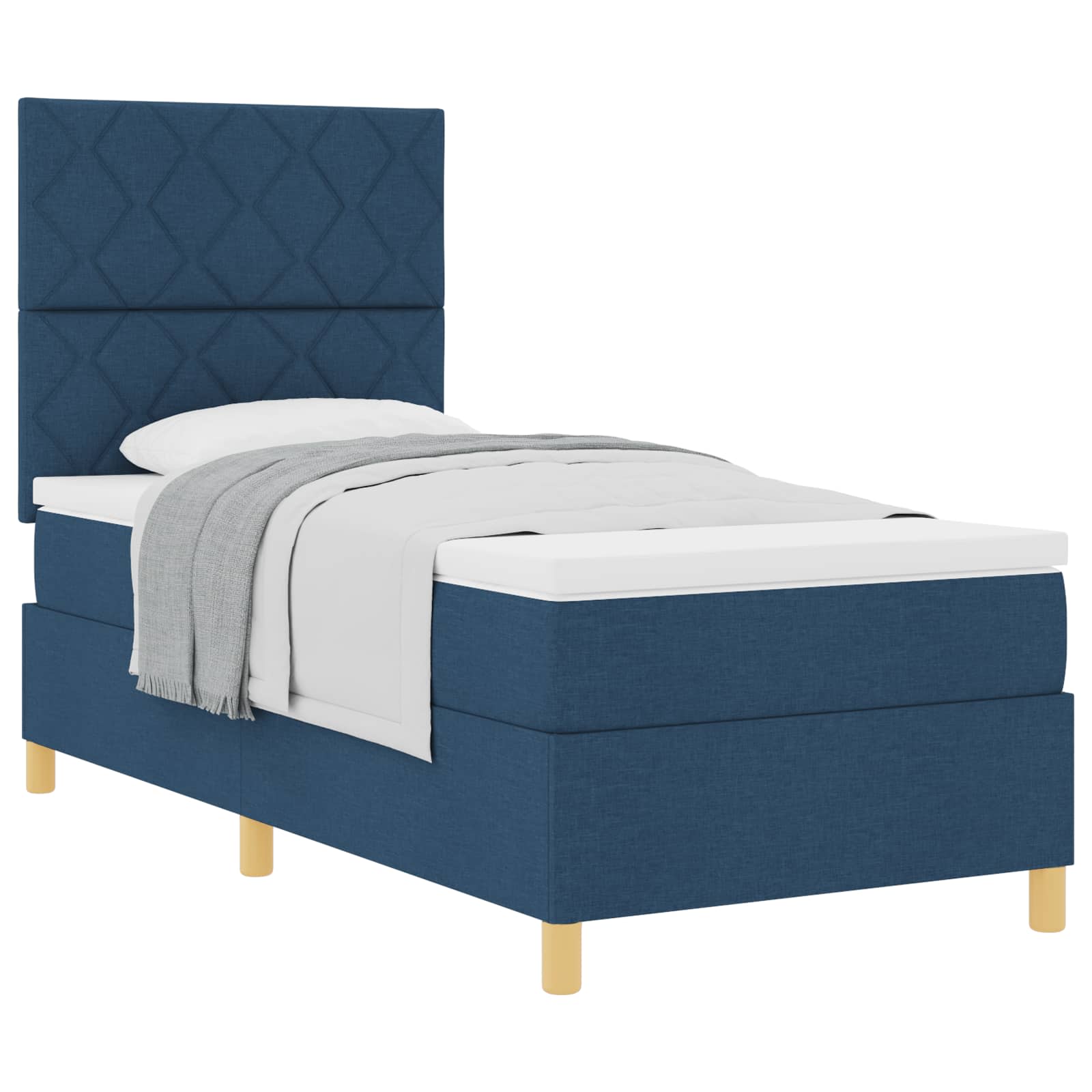 Thumbnail - vidaXL Boxspringbett mit Matratze mit Kopfteil Blau 100 x 200 cm Stoff
