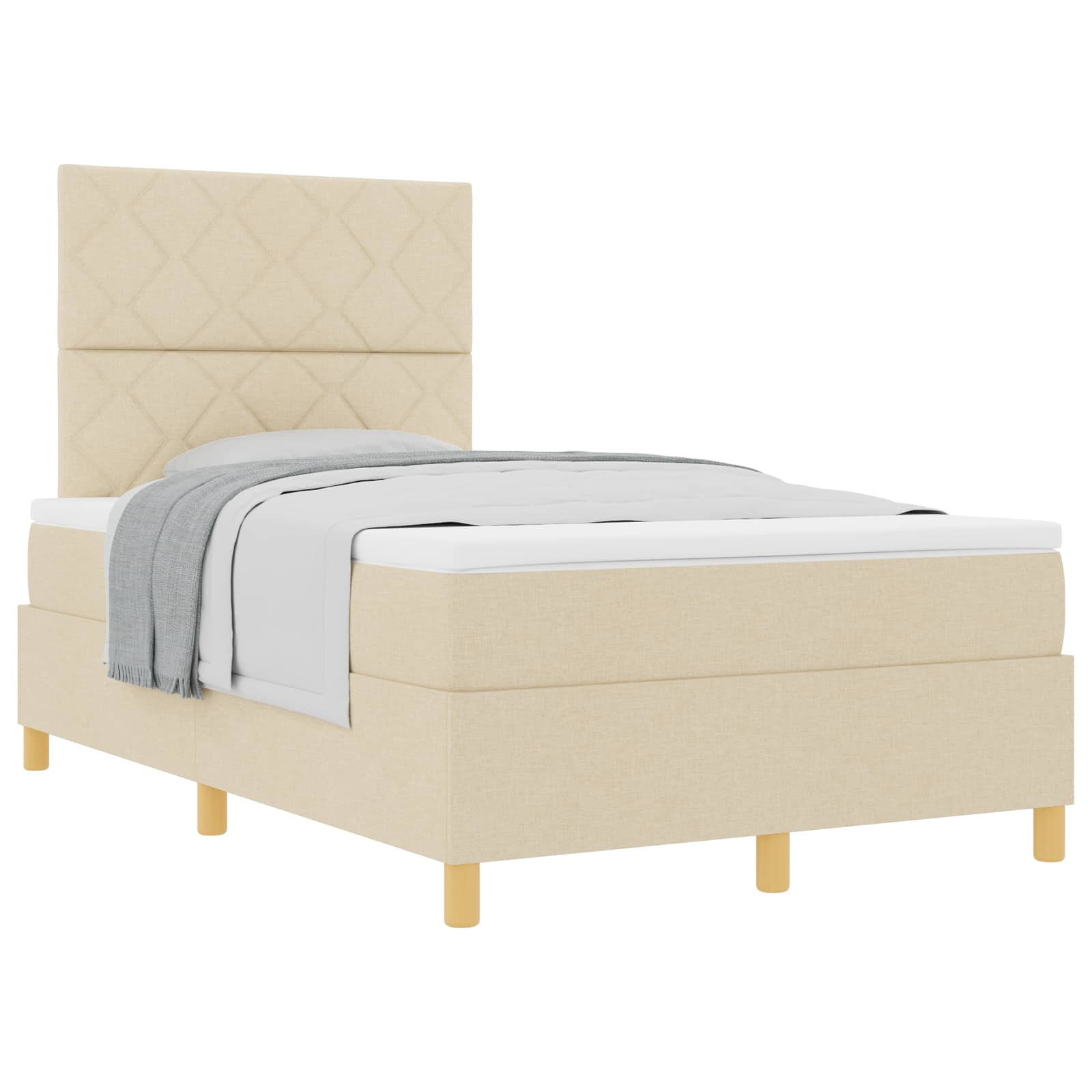 Thumbnail - vidaXL Boxspringbett mit Matratze Creme 120 x 200 cm Stoff