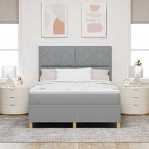 Postel s boxspringem s čelo Světle šedá 140 x 190 cm textil - obrázek 3