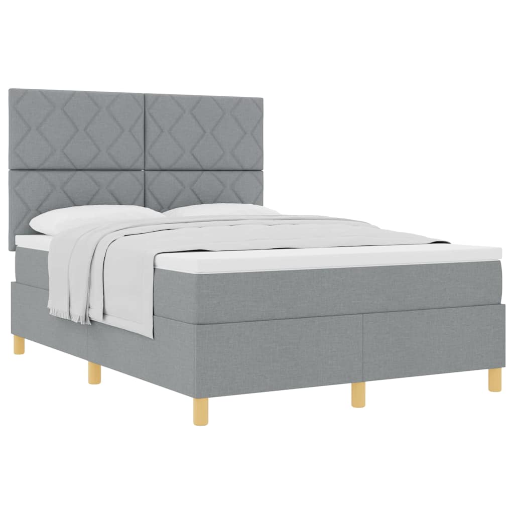 Thumbnail - vidaXL Boxspringbett mit Kopfteil Hellgrau 140 x 190 cm Stoff