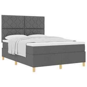 Postel s boxspringem s čelo Tmavě šedá 140 x 190 cm textil - obrázek 2