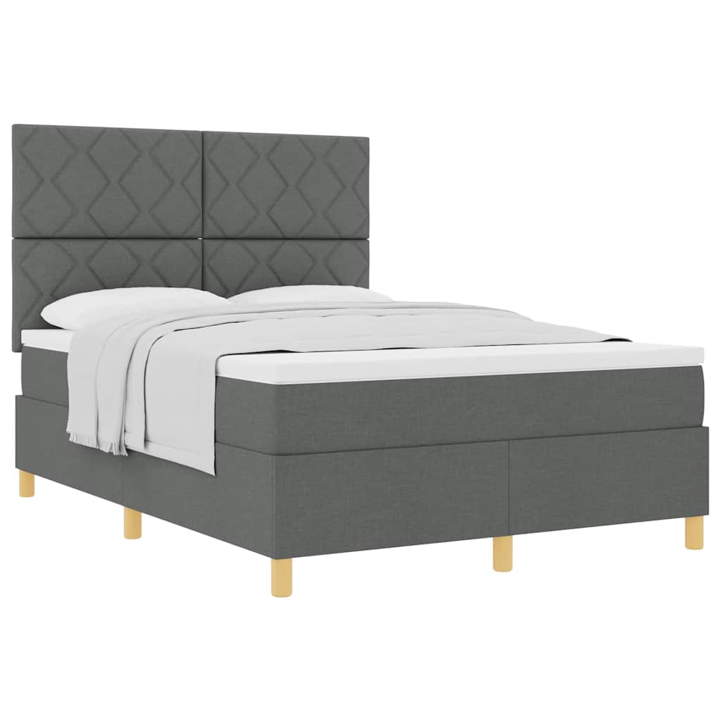 Thumbnail - vidaXL Boxspringbett mit Matratze Dunkelgrau 140x200 cm Stoff