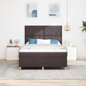 Postel s boxspringem s čelo Tmavě hnědá 160 x 200 cm textil - obrázek 3