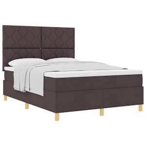 Postel s boxspringem s čelo Tmavě hnědá 160 x 200 cm textil - obrázek 2
