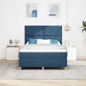 Postel s boxspringem s matrací s čelo Modrá 160 x 200 cm textil - obrázek 3