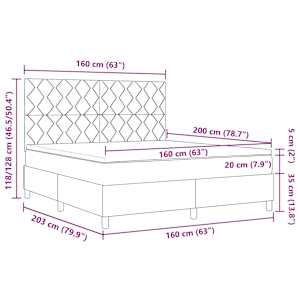 Postel s boxspringem s matrací s čelo Modrá 160 x 200 cm textil - obrázek 12