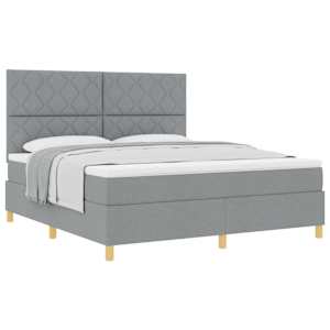Postel s boxspringem s čelo Světle šedá 180 x 200 cm textil - obrázek 2