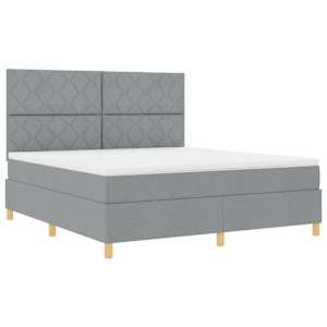 Postel s boxspringem s čelo Světle šedá 180 x 200 cm textil - obrázek 5