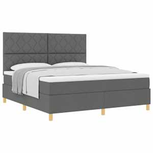 Postel s boxspringem s čelo Tmavě šedá 180 x 200 cm textil - obrázek 2