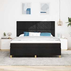 Postel s boxspringem s čelo Černá 180 x 200 cm textil - obrázek 3