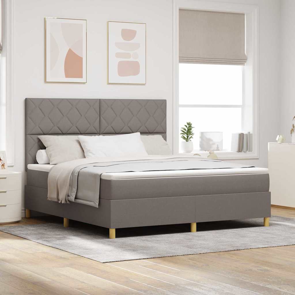 vidaXL Boxspringbett mit Kopfteil Taupe 180 x 200 cm Stoff