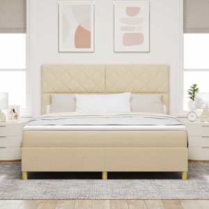 Postel s boxspringem s čelo Krémová 180 x 200 cm textil - obrázek 3