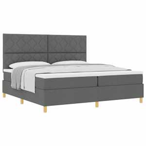 Postel s boxspringem s matrací Tmavě šedá 200 x 200 cm textil - obrázek 2