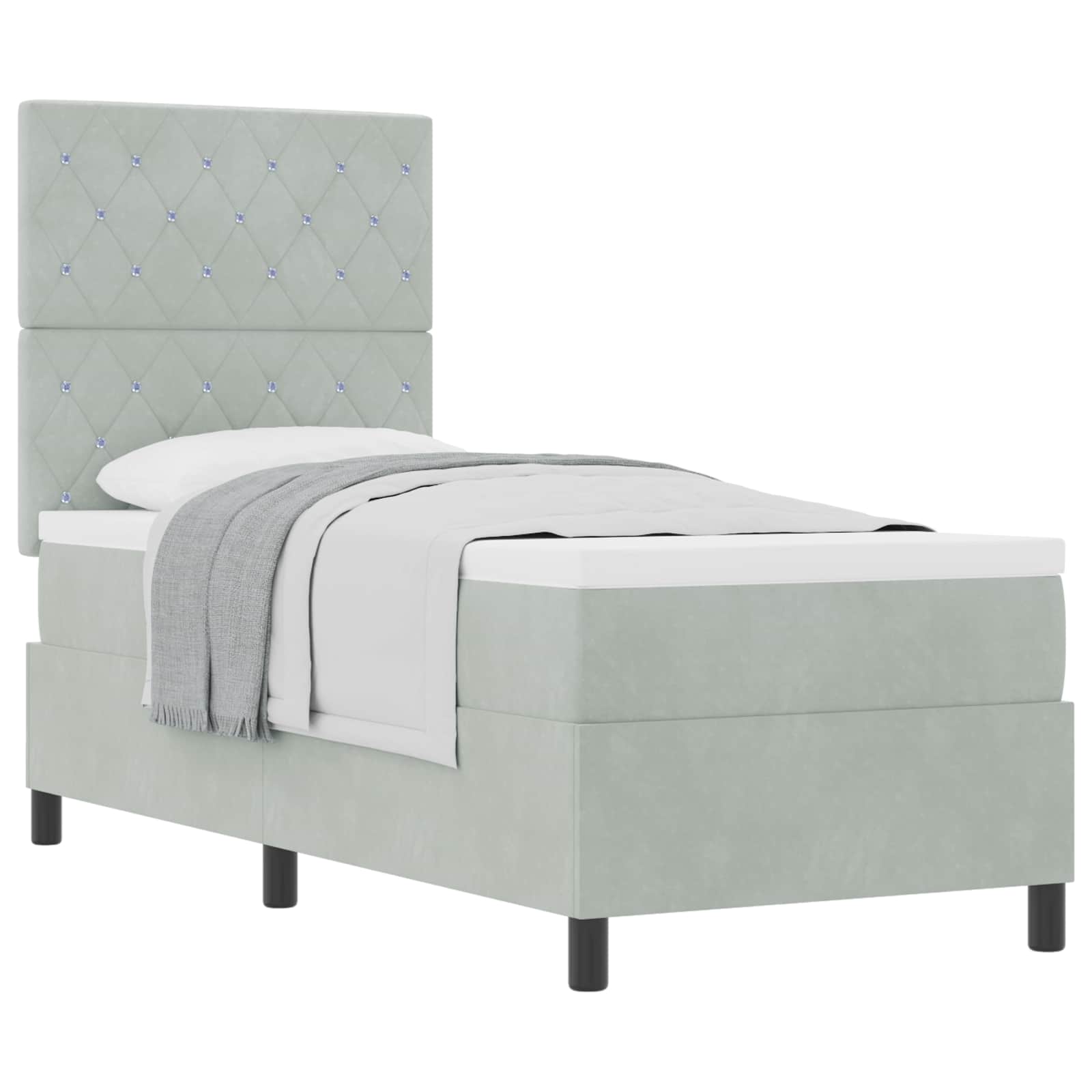 Thumbnail - vidaXL Boxspringbett mit Matratze Hellgrau 80 x 200 cm Stoff