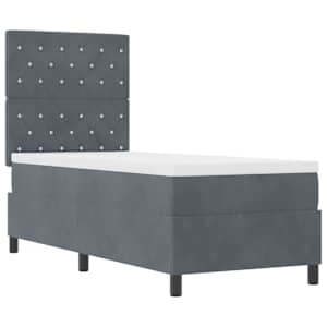 Postel s boxspringem s matrací Tmavě šedá 80 x 200 cm samet - obrázek 5