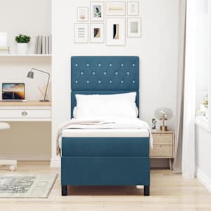 Postel s boxspringem s matrací Tmavě modrá 80 x 200 cm textil - obrázek 3