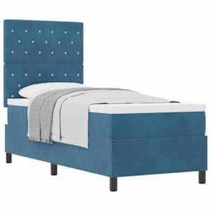 Postel s boxspringem s matrací Tmavě modrá 80 x 200 cm textil - obrázek 2