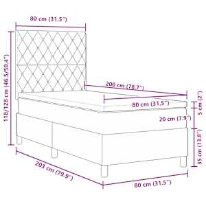 Postel s boxspringem s matrací Tmavě modrá 80 x 200 cm textil - obrázek 12